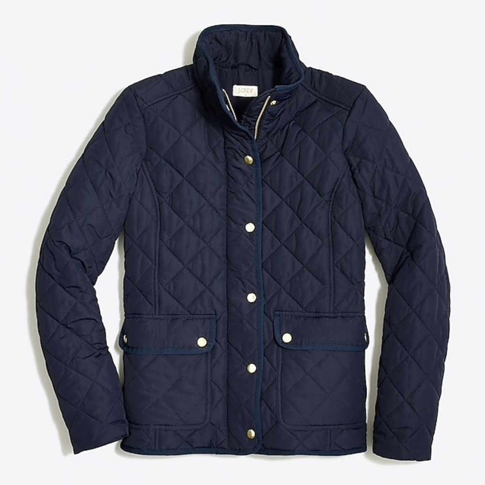 J. Crew quilted coat in navy